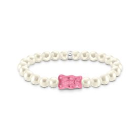 Thomas Sabo Tenyésztett gyöngy gumis karkötő rózsaszín Haribo gumi macival 
