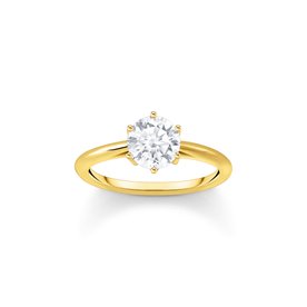 Thomas Sabo Aranyozott ezüst gyűrű brill csiszolású áttetsző cirkóniával 