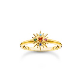 Thomas Sabo Aranyozott ezüst gyűrű nappal és színes kövekkel 