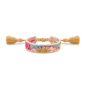 Thomas Sabo Charmista rózsaszín kék zöld és arany textil karkötő ACC0046-302-7-L24v