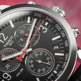 Tissot PRC 200 fekete számlapos szilikonszíjas chronograph férfi karóra T1144171705700