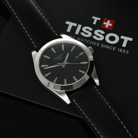 Tissot Gentleman fekete számlapos bőrszíjas quartz férfi óra - T1274101605100 Tissot Gentleman fekete számlapos bőrszíjas quartz férfi óra - T1274101605100