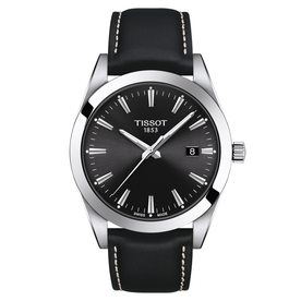 Tissot Gentleman fekete számlapos bőrszíjas quartz férfi óra T1274101605100