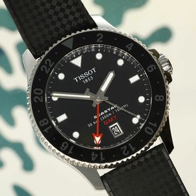 Tissot Seastar 1000 quartz GMT fekete számlapos gumi szíjas karóra T1208521705100