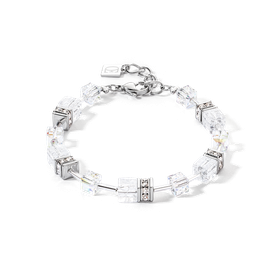Coeur de Lion  GeoCUBE Iconic ezüst-fehér karkötő 3018/30-1417