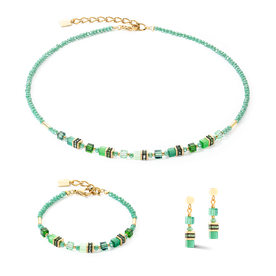 Coeur de Lion Mini cubes zöld-arany nyaklánc - 4565/10-0500 Coeur de Lion Mini cubes zöld-arany nyaklánc - 4565/10-0500