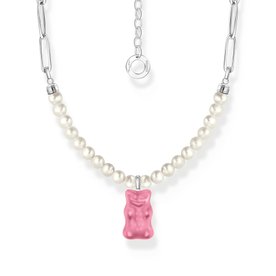 Thomas Sabo Tenyésztett gyöngy és ezüst nyaklánc rózsaszín Haribo gumi macival KE2207-082-9-L45V