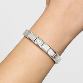 Nomination Fehér gyöngyház szív charm 330509-17