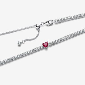 Pandora ékszer Piros szives ezüst chocker nyaklánc 393549C01-40