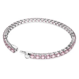 Swarovski Mátrix ezüst színű tenisz karkötő rózsaszín kristályokkal 5648931