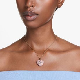 Swarovski Hyperbola arany színű nyaklánc rózsaszín köves szív medállal 5680784