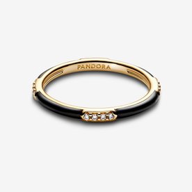 Pandora ékszer Fekete tűzzománc és kövek shine gyűrű 