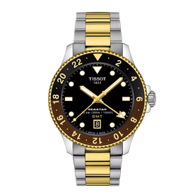 Tissot Seastar 1000 quartz GMT barna fekete bicolor számlapos karóra T1208522205100
