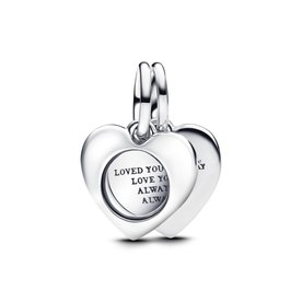 Pandora ékszer Gravírozható szív nagyítóval dupla függő charm 793671C00