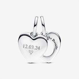 Pandora ékszer Gravírozható szív nagyítóval dupla függő charm 793671C00