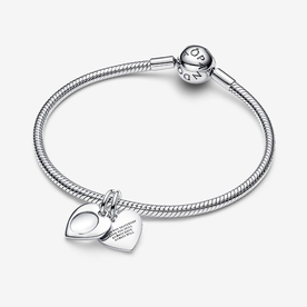 Pandora ékszer Gravírozható szív nagyítóval dupla függő charm 793671C00