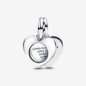 Pandora ékszer Gravírozható szív nagyítóval dupla függő charm 793671C00
