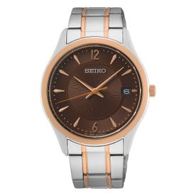 Seiko Classic bicolor barna számlapos férfi kvarc karóra SUR470P1
