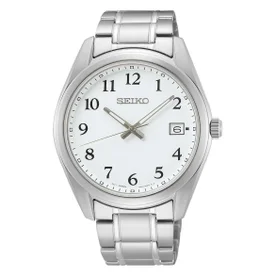 Seiko Classic fémszíjas fehér számlapos kvarc férfi karóra SUR459P1
