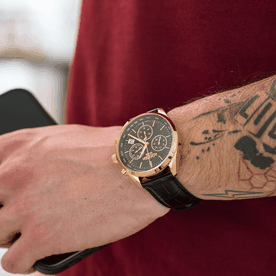 Roamer Pro Chrono fekete számlapos bőrszíjas chronograph férfi karóra 993819488502