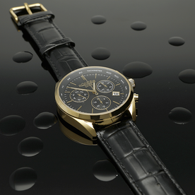 Roamer Pro Chrono fekete számlapos bőrszíjas chronograph férfi karóra 993819488502