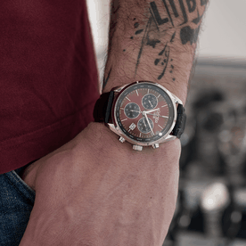 Roamer Pro Chrono bordó számlapos bőrszíjas chronograph férfi karóra 993819416502