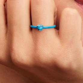Pandora ékszer Türkizkék szív ezüst gyűrű 