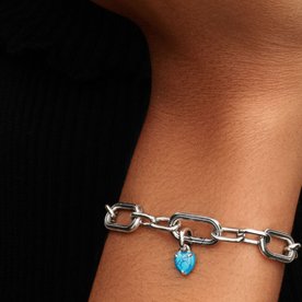 Pandora ékszer ME türkiz szív mini függő ezüst charm 793827C01