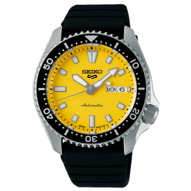 Seiko 5 Sports SKX Redux in Ki-iro Yellow szilikonszíjas férfi karóra SRPL87K1