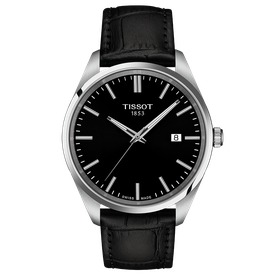 Tissot PR 100 fekete számlapos és bőrszíjas férfi óra T1504101605100