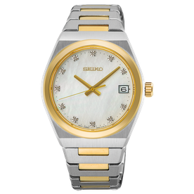 Seiko Classic bicolor fémszíjas gyémánt indexes göngyház női karóra SUR604P1
