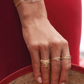 Jackie Gold Giro Doppio összefonódó körök 14K arany gyűrű 
