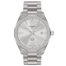 Tissot PRC 100 Solar ezüst színű fémszíjas férfi karóra T1514221103100