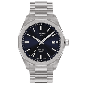 Tissot  PRC 100 Solar kék számlapos fémszíjas férfi karóra T1514221104100