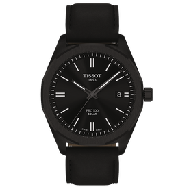 Tissot PRC 100 Solar fekete számlapos bőrszíjas férfi karóra T1514223605100