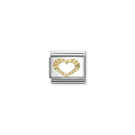 Nomination 14K arany gyémánt csiszolású szív charm 030149/63