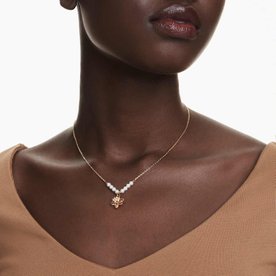 Swarovski Idyllia arany színű kristálygyöngyös nyaklánc virág medállal 5723140