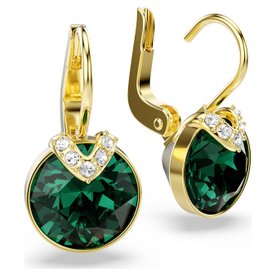 Swarovski Bella V csepp alakú arany színű fülbevaló zöld kristállyal 5735389