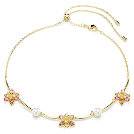 Swarovski Idyllia arany színű nyaklánc virágokkal és kristálygyöngyökkel 5732388