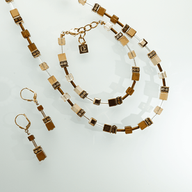 Coeur de Lion GeoCUBE iconic pearl mocha mousse ékszer szett CDL010