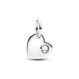 Pandora Gravírozható szív Április függő ezüst charm - 794295C04