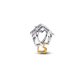 Pandora ékszer Házikó szívvel kéttónusú charm 764145C00