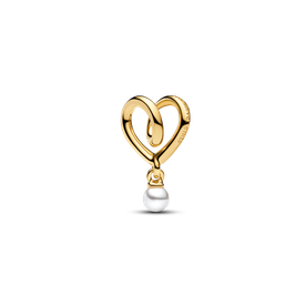 Pandora ékszer Shine szív charm szintetikus gyönggyel 764138C01