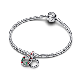 Pandora ékszer Karácsonyi koszorú függő ezüst charm 794238C01