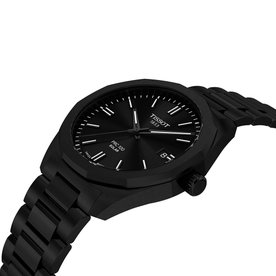 Tissot PRC 100 Solar fekete számlapos és fémszíjas férfi karóra T1514223305100