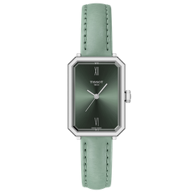 Tissot SRV zöld számlapos és bőrszíjas női karóra T1601101609300