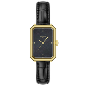 Tissot SRV Diamond fekete gyöngyház számlapos bőrszíjas női karóra T1601103612600