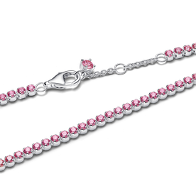 Pandora Szikrázó ezüst pávé rózsaszín tenisz karkötő - 593927C02-16