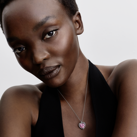 Pandora Rózsaszín glóriás szív ezüst nyakláncon - 394414C01-45