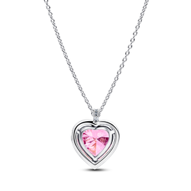 Pandora Rózsaszín glóriás szív ezüst nyakláncon - 394414C01-45